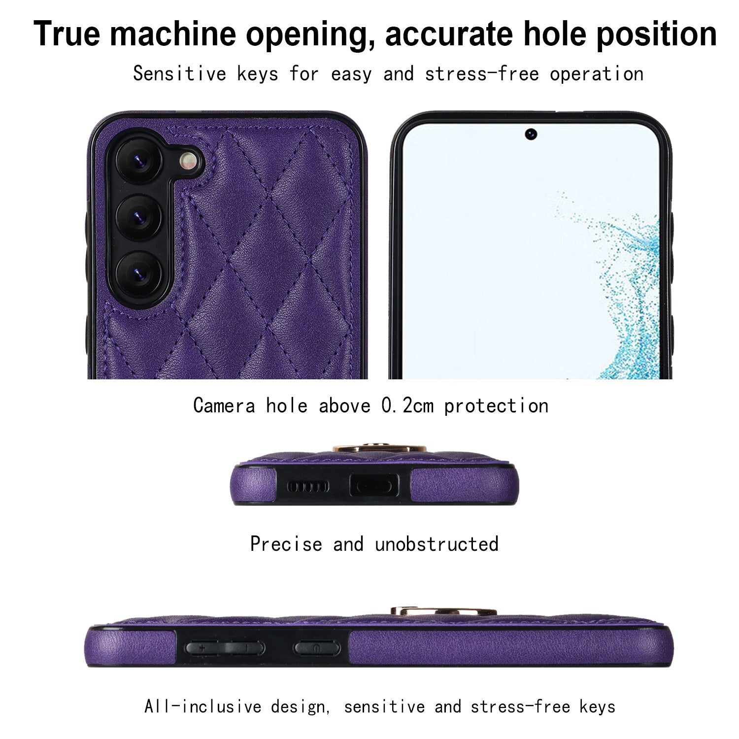 For Samsung Galaxy S23 PU Leather TPU Phone Case Imprinted Rhombus Grid Pattern Kickstand Anti-Scratch Cover For Samsung Galaxy S23 PU Leather TPU Phone Case Imprinted Rhombus Grid Pattern Kickstand Anti-Scratch Cover